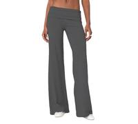 Qianderer Women Flared Leggings Bell Bottom Pants High Waisted Stretch Slimming Solid Color Workout Gym Yoga Pants (Sa Dark Grey, L)