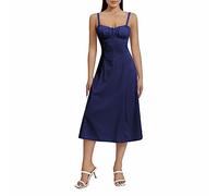 Qianderer Women Y2k Square Neck Bustier Long Dress Vintage Low Cut Sleeveless Summer Boho Midi Dress Corset Maxi Dress Going Out Sundress (Aa Blue, L)