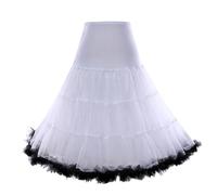 Qianderer Women's 50s Vintage Petticoat Half Slip Tutu Underskirt Contrast Color Crinoline Rockabilly Tutu Skirt Slip (White, s-m)