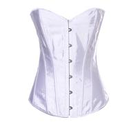 Qianderer Women's Overbust Sweetheart Lace Up Corset Bustier Top Push Up Bodysuit Bustier Shapewear Lingerie Corsets Cinchers (Bb White, XL)
