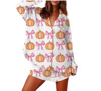 Qianderer Womens Pajamas Set Graphic Print Short Sleeve Button Down 2 Piece Silk Pjs Shorts Set Loungewear Sets Sleepwear (Ca Pink, S)