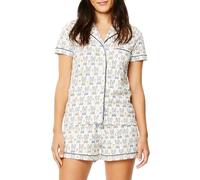 Qianderer Womens Rabbit Print Pajamas Shorts Set Two-piece Pj Sets Y2k Short Sleeve Button Closure Sleepwear Loungewear 2 Piece Pjs Set (Bc Bunnies Purple, S)