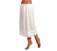 Qianderer Women's Satin Half Slip Solid Long Underskirt Skirt Slip Long Slips Petticoat for Under Dresses Lingerie Skirt (Bb Beige, L)