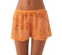 Qianderer Womens Sequin Sparkle Beaded Mini Shorts Y2k Low Rise Pearl Going Out Bottoms Summer Bling Glitter Pants Trendy Boxer Shorts (Ba Orange, S)