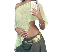 Qianderer Womens Sheer Poncho Shrug Bolero Shawl Knit Lightweight Shrug Cape Pullover Sweater Tops Summer Cover Up (Ba Green, ONE SIZE)