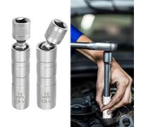 Qianeffort 2Pcs Spark Plug Socket,14mm & 16mm Thin Wall Spark Plug Socket Set,Magnetic Spark Plug Removal Tool,12 Point Universal Joint Magnetic Spark Plug for Car Repair Spark Plug Tool