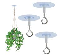 Qianeffort 3 PCS Heavy Duty Ceiling Hooks, Strong Adhesive, Sturdy Sticky, No Drilling, Ideal for Hanging Plants, Wind Chimes, Lights & More