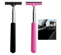 Qianeffort Car Mirror Squeegee, 2 Pcs, Black, Pink, 8.66 Inch, Retractable, Multifunctional, Side Mirror Cleaner