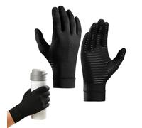 Qianeffort Copper Compression Gloves,Full Finger Copper Arthritis Gloves,Copper Infused Glove for Wrist Support for Carpal Tunnel Arthritis Tendonitis Alleviate Rheumatoid Pains(Black, M)