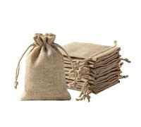 QIANF 12 Pcs Glitter Burlap Gift Bags with Drawstring, 4x6 inch Reusable Small Jute Bag Jewelry Pouch Burlap Sacks for Wedding Party Favors Candy Cookies Baby Shower Christmas, Brown