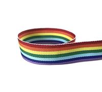 QIANF 3/8 Inch Rainbow Striped Grosgrain Ribbon - 25 Yards(Multiple Widths & Colors Available)