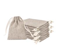 QIANF 3X4 inch Beige Burlap Bags Drawstring 12 Pcs Gift Bag Jewelry Pouches