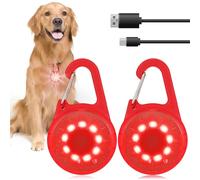 QianFan Dog Collar Light - Clip on Light Up Dog Collars, LED Safety Light for Dog Walking Hiking Running Jogging (Red)