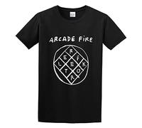 QIANFANGHUI Arcade Fire Poster Men's Retro T-Shirt Black L