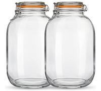 Qianfenie Glass Jars with Airtight Lids, 2 Pack Large Mason Jars with Replacement Silicone Seal, 1 Gallon Heavy-duty Food Storage Container for Fermentation, Pickling Eggs, Canning, Sun Tea, Snack