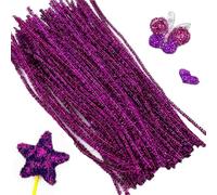 QianFenShi 100PCS Pipe Cleaners,Pipecleaners,Pipe Cleaners for Craft,Craft Pipe Cleaners,Pipe Cleaners for Craft,Colored Chenille,for DIY Craft Projects, Christmas Ornament Making,30 cm x 6 mm,Purple