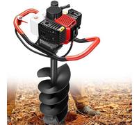 Qiang 199CC 4-Stroke Gas Post Hole Digger 3800W - Heavy Duty Earth Auger Drilling Machine for Garden Fence Installation, Orchard Planting, Farm Land Boring & Outdoor Ice Drilling Tasks(6cm)