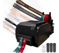 Qiang Digital Ribbon Printer Machine,Satin Ribbon Foil Stamping Printer with Spool Holder,150mm/s Speed & 200 DPI Text/Patterns,Multi-Language,for Gift Packaging,Party Decor Doublerow