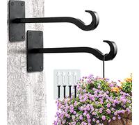 Qiang Ni Bird Feeder Hanger: 8-Inch Wall-Mounted Plant Bracket Outdoor - 2 Pieces Black Plant Hooks for Hanging Flower Baskets