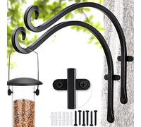Qiang Ni Bird Feeders Hanger (2 Pieces/12 Inch) Outdoor Plant Hanging Brackets More Stable and Sturdy Hanging Plant Bracket. (Black) (Black-2pcs, 12" Black)