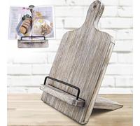 Qiang Ni Recipe Book Stand - Rustic Grey Chic Cookbook Home Cooks, Fits Books/Tablets, Stable Adjustable Design
