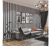 Qianglive 17.3”x120” Black and White Striped Wallpaper Peel and Stick Wallpaper Self-Adhesive Removable Waterproof Wallpaper for Walls Modern Removable Wallpaper Vinyl Film