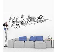 QIANGTOU vinyl DIY Wall Decal music notation sticker Guitar Guitarist Music Keyboard Headphone Decals room decoration 158x57cm