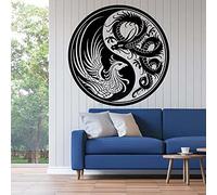 QIANGTOU Vinyl Wall Decal Yin Yang Black and white Philosophy Tao Zen Equilibrium Harmony Wall Sticker Yin Yang Decals Room Decor 42x42cm