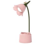 QIANGUANG Desk Lamps LED, Flower Bird Table Lamp, USB Rechargeable Reading Light, 3 Colour Modes, Touch Sensitive Switch (Pink)