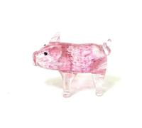 QIANGYTHENKO Glass Pig Figurine Fuchsia Animal Statue Craft Ornaments Home Garden Room Decor