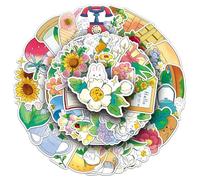 QIANGZHUO-50pcs Flower Story Graffiti Sticker Cartoon Flower Decoration Phone Case Notebook Waterproof Vinyl Sticker