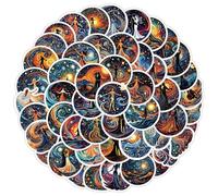 QIANGZHUO-50pcs Nordic Style Colorful Starry Sky Graffiti Stickers Water Bottle Luggage Laptop Skateboard Waterproof Vinyl Stickers