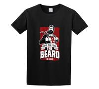 QIANHANTANG The Beard is Here Have Graphic Design Printed Unisex 100% Cotton Short-Sleeve T-Shirts Black M