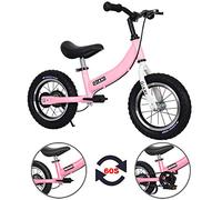 Qiani Balance Bike 2 in 1 for Toddlers,Kids 2 3 4 5 6 Years Old,Balance to Pedals Bike,12 14 16 inch Kids Bike,with Pedal kit,Stabilisers,Brakes (Pink, 14 inch)