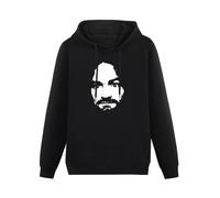 QIANJIAOMEN Charles Manson Men's Hoodies Pullover Hoody Black Unisex Sweatershirt XXL