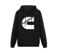 QIANJIAOMEN Cummins Gbal Diy Men's Hoodies Pullover Hoody Black Unisex Sweatershirt L