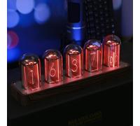 Qianjie Arts Nixie Tube Clock Qianjie Wood RGB Digital Clock with Beautiful Package and Quick Delivery To Decorate Your Desk and Bedroom
