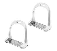 Qianjyvous Horse Riding Stirrup Stainless Steel Non Slip Pad, Equestrian Aluminum Saddle Stirrup, Durable Lightweight Design with 5 Color Options for Riders, Thick 120mm Wide Foot (White)