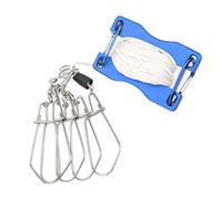 Qianjyvous Live Fish Lock, Stainless Steel Portable Fishing Stringer Lock with Wear - Resistant Nylon Rope and D - Shaped Carabiner for Big Lure Fishing Equipment (Blue)