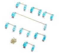 Qianjyvous Mechanical Keyboard Stabilizer Set with Golden Wire and Transparent Shell, Gold Plated PCB Screw - in Stabilizers for 6.25U 2U 104/108 Key DIY Mechanical Keyboard (Transparent Blue)