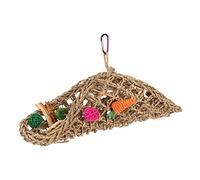 Qianjyvous Parrot Seagrass Hammock Tent, Natural Bite Bird Woven Tunnel, Colorful Seagrass Chewing Hammock for Small to Medium Parrots, Cage Toy for Rest and Play