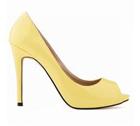 QIANKUN Platform Wedding Shoes Summer Sexy Ladies Open Toe High Heels Sandals Open Toe High Heels-yellow,5