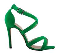QIANKUN Stiletto Ladies High Heels Ankle Cross Strap Sandals Ladies Ladies Pointed Toe High Heels Party-green,5
