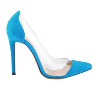 QIANKUN Stiletto Ladies High Heels Sexy Ladies Pointed Toe Velvet High Heels Ladies Party-Light Blue,7.5