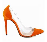 QIANKUN Stiletto Ladies High Heels Sexy Ladies Pointed Toe Velvet High Heels Ladies Party-Orange,9
