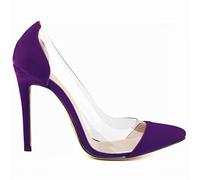 QIANKUN Stiletto Ladies High Heels Sexy Ladies Pointed Toe Velvet High Heels Ladies Party-Purple,5