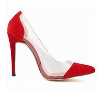 QIANKUN Stiletto Ladies High Heels Sexy Ladies Pointed Toe Velvet High Heels Ladies Party-Red,9.5