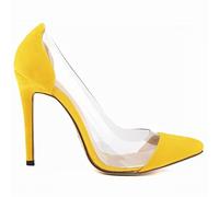 QIANKUN Stiletto Ladies High Heels Sexy Ladies Pointed Toe Velvet High Heels Ladies Party-Yellow,8.5
