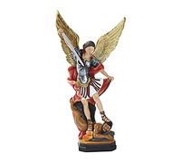 QIANLING 8.7 inch St Michael Statue, Archangel Michael Statues, San Miguel Arcangel Statue,Michael Archangel Defeated Lucifer Tramples Demon Statues, Religious Collectible Angel Sculpture