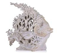 QIANLING Beach Coastal Decor Coral Reef Angelfish Figurines, Modern Nautical Decor Ocean Centerpieces for Living Room, Bathroom, Office, Coffee Table, Beach House, Seaside, Entrance, Shelf Decorative